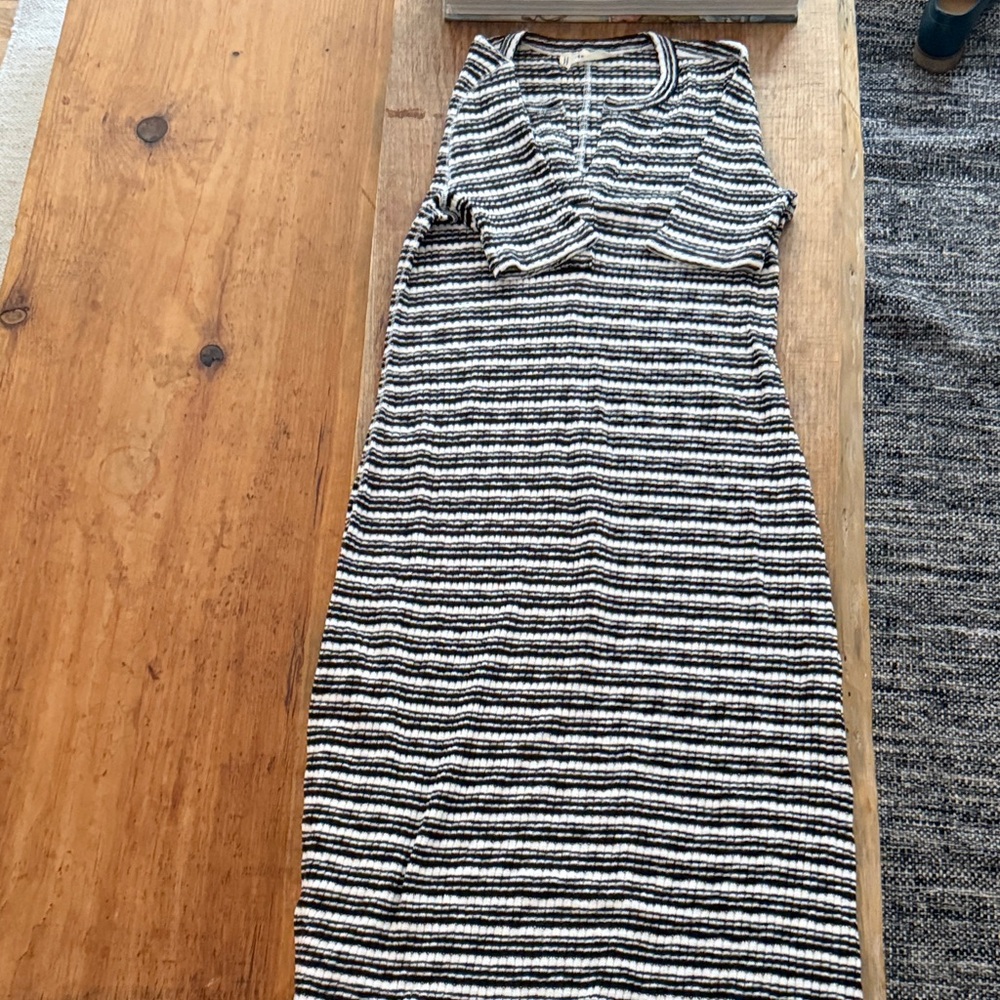 Everlane Black and White Striped Midi Dress